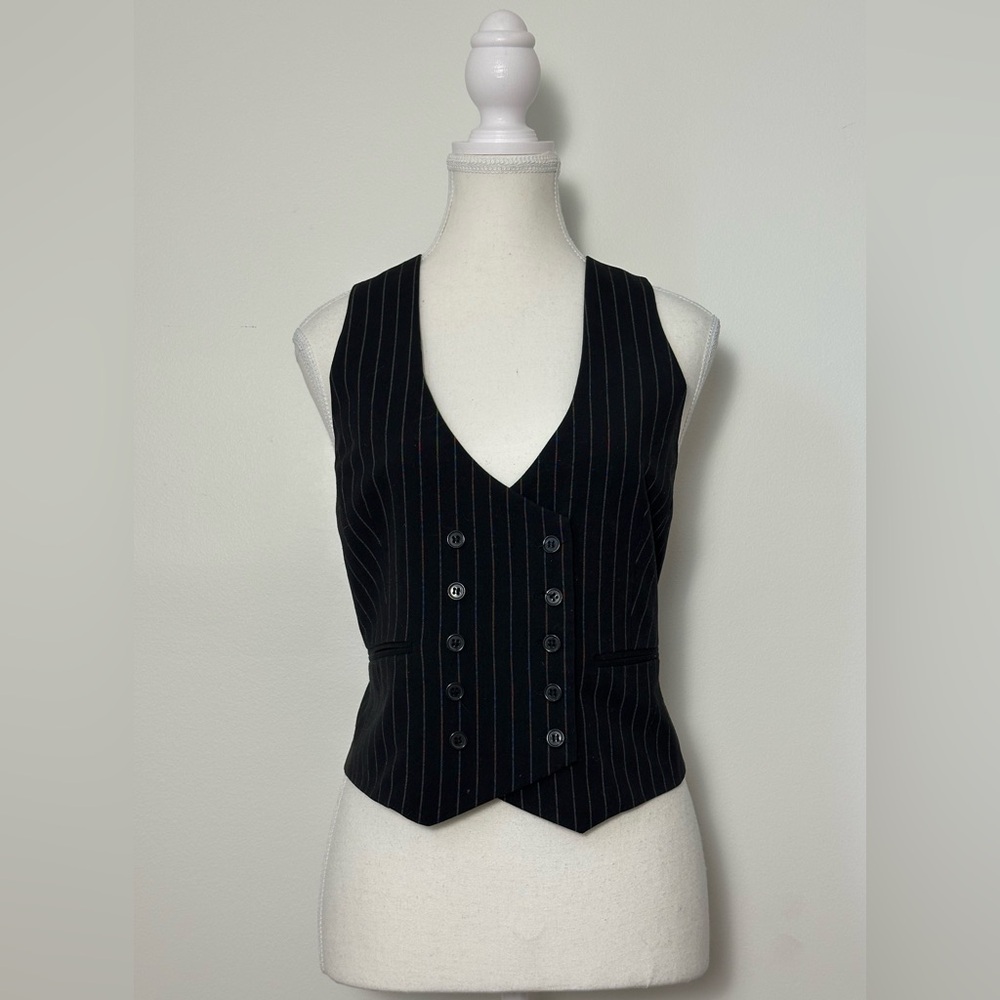 SUZY‎ SHIER Y2K Pinstripe Skater Grunge Alt Suit Vest Size L